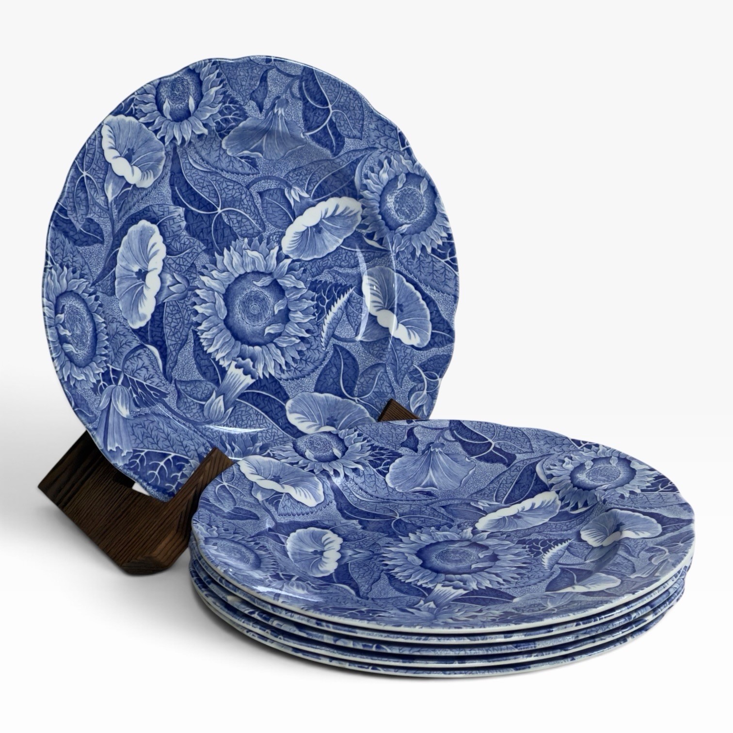 Set of 6 Vintage Spode Blue Room Sunflower Transferware 9 Inch England Plates Set of 6 Vintage Spode Blue Room Sunflower Transferware 9 Inch England Plates