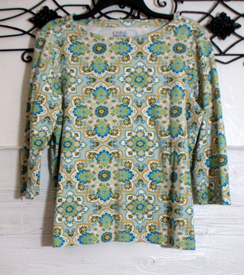 Croft & Barrow Knit Top Women\'s Size L Long Sleeve Multicolor Floral Round Neck Croft & Barrow Knit Top Women\'s Size L Long Sleeve Multicolor Floral Round Neck