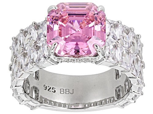 BELLA LUCE(R) PINK & WHITE DIAMOND SIMULANTS RHODIUM OVER SILVER ASSCHER CUT SZ7 BELLA LUCE(R) PINK & WHITE DIAMOND SIMULANTS RHODIUM OVER SILVER ASSCHER CUT SZ7