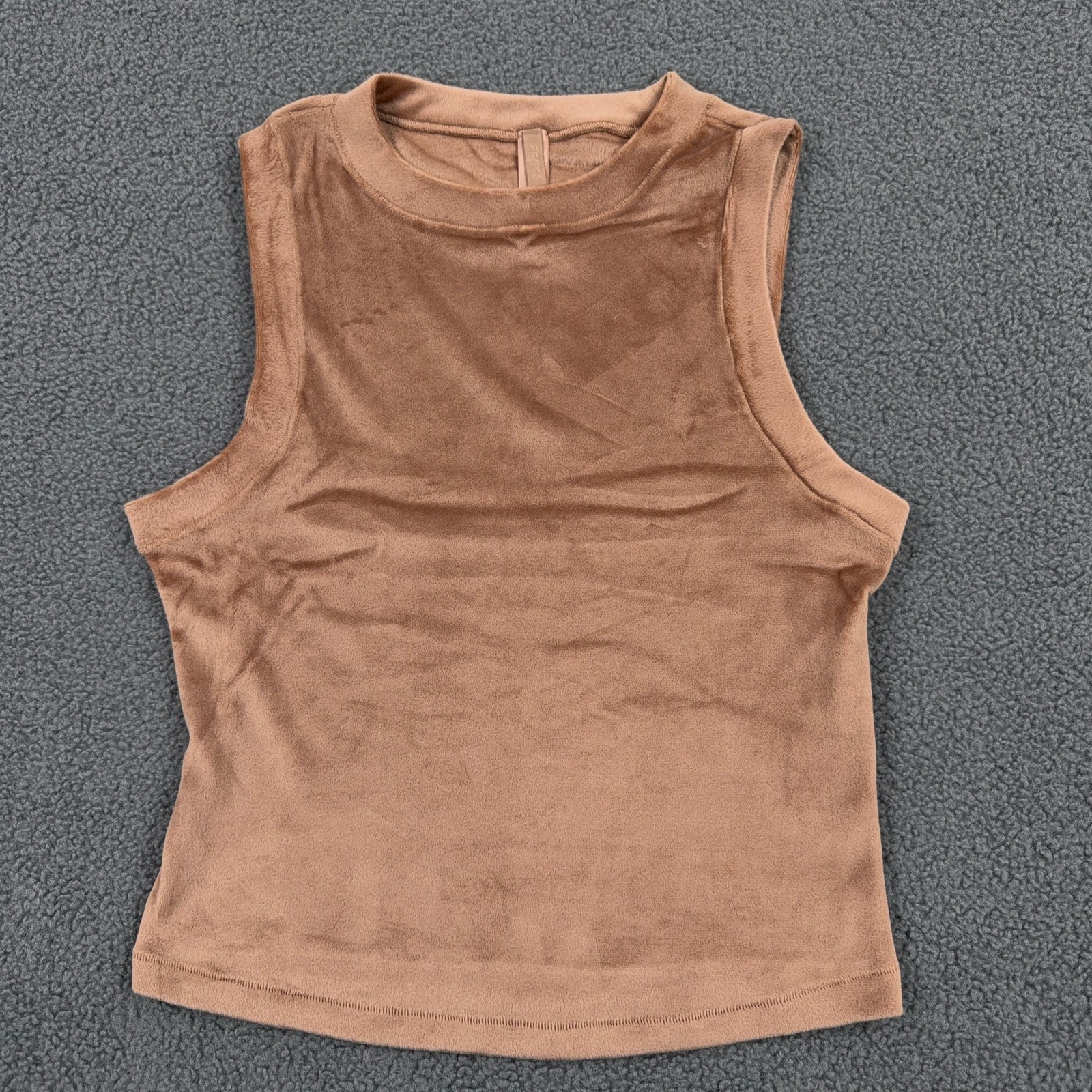 Skims Shirt Womens Large Brown Velour Tank Top Sleeveless Soft Stretch Crew Neck