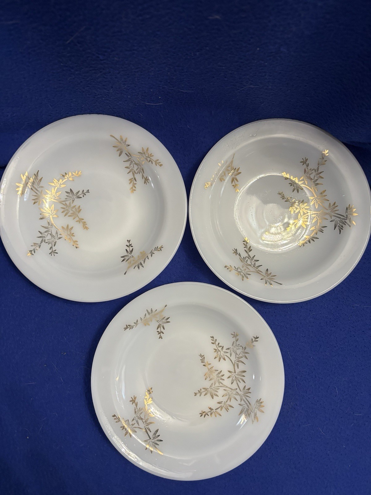 Vintage Federal Glass Golden Bamboo Milk Glass Bowls 8\