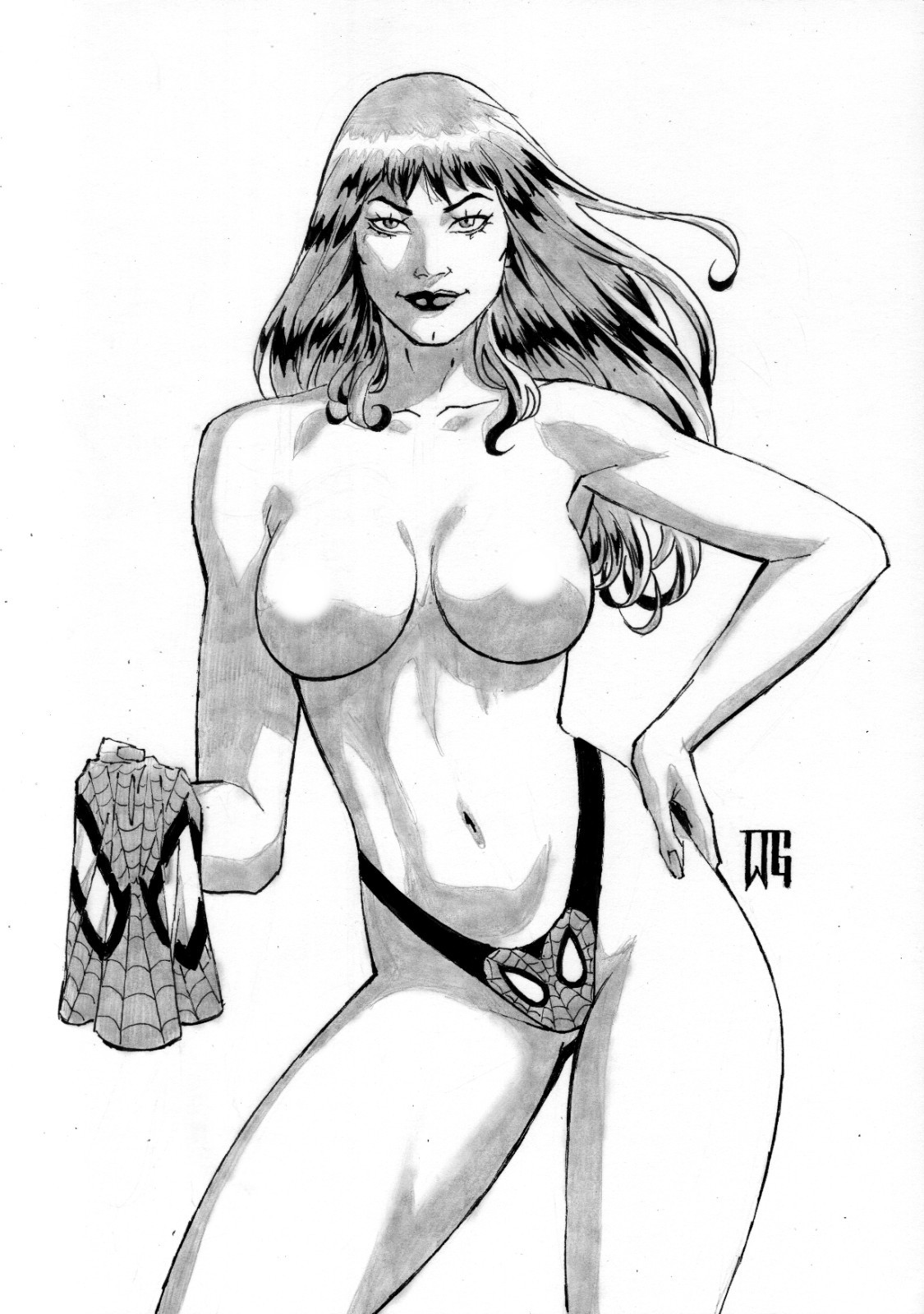 MARY JANE PENCIL and INKS TOPLESS 08X11 - ART BY WALTER GEOVANI JUL 1