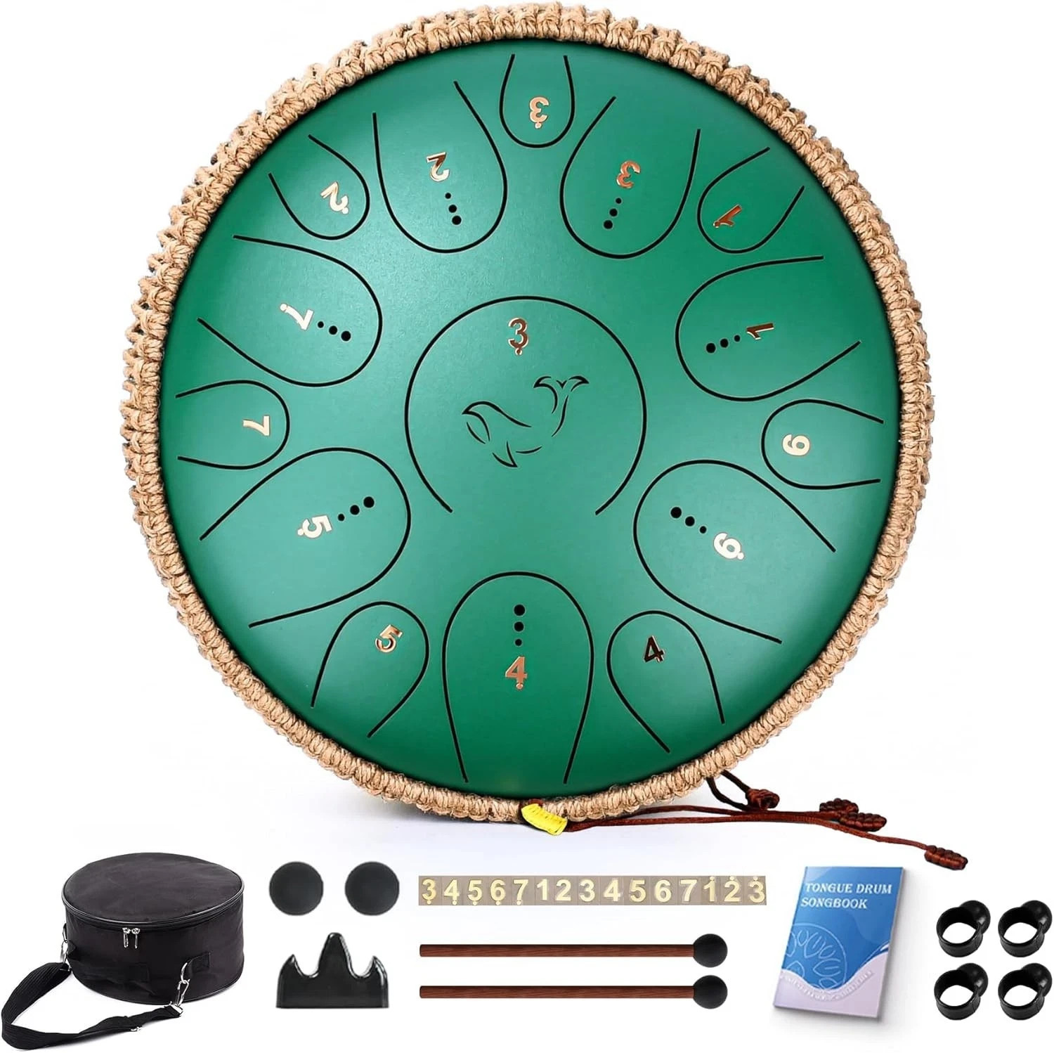 Steel Tongue Drum 15 Notes 14 Inch D-Key Panda Balmy Drum Percussion Instrument