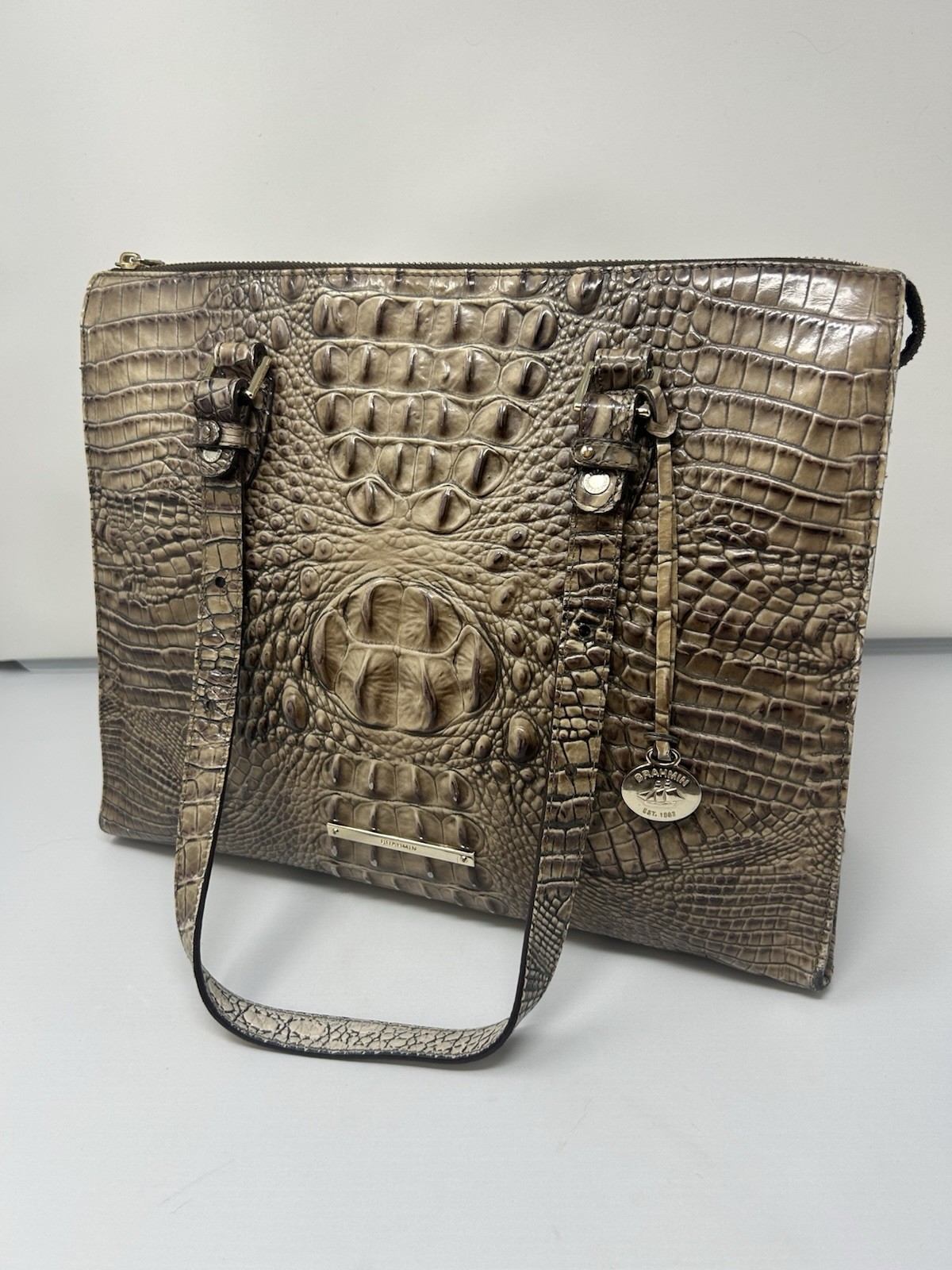 Brahmin Anywhere Tote  Melbourne Embossed Leather Zip Top Shoulder Bag