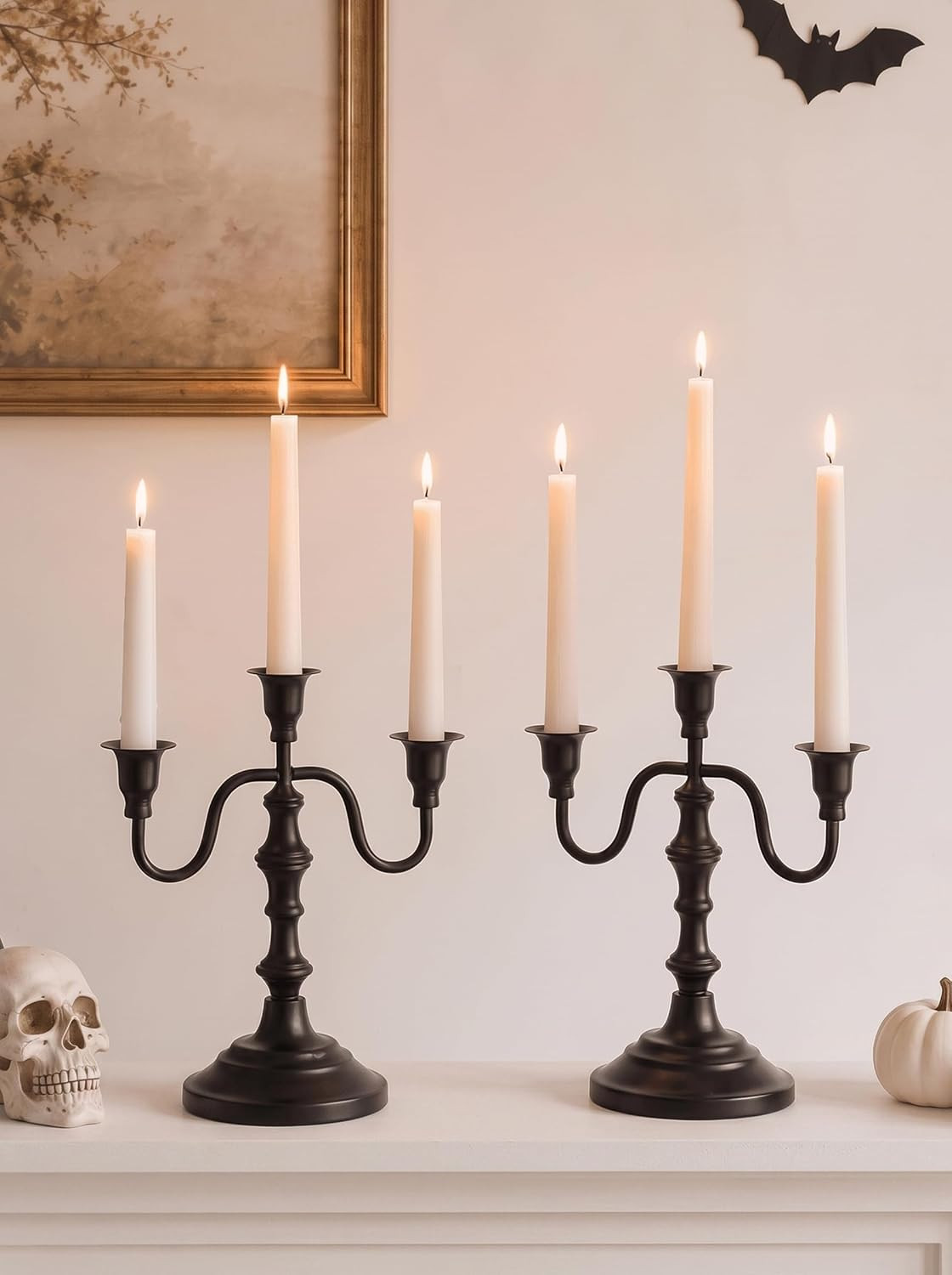 Candelabra Black Candle Holders: Vintage Candlestick Holder 3 Arm