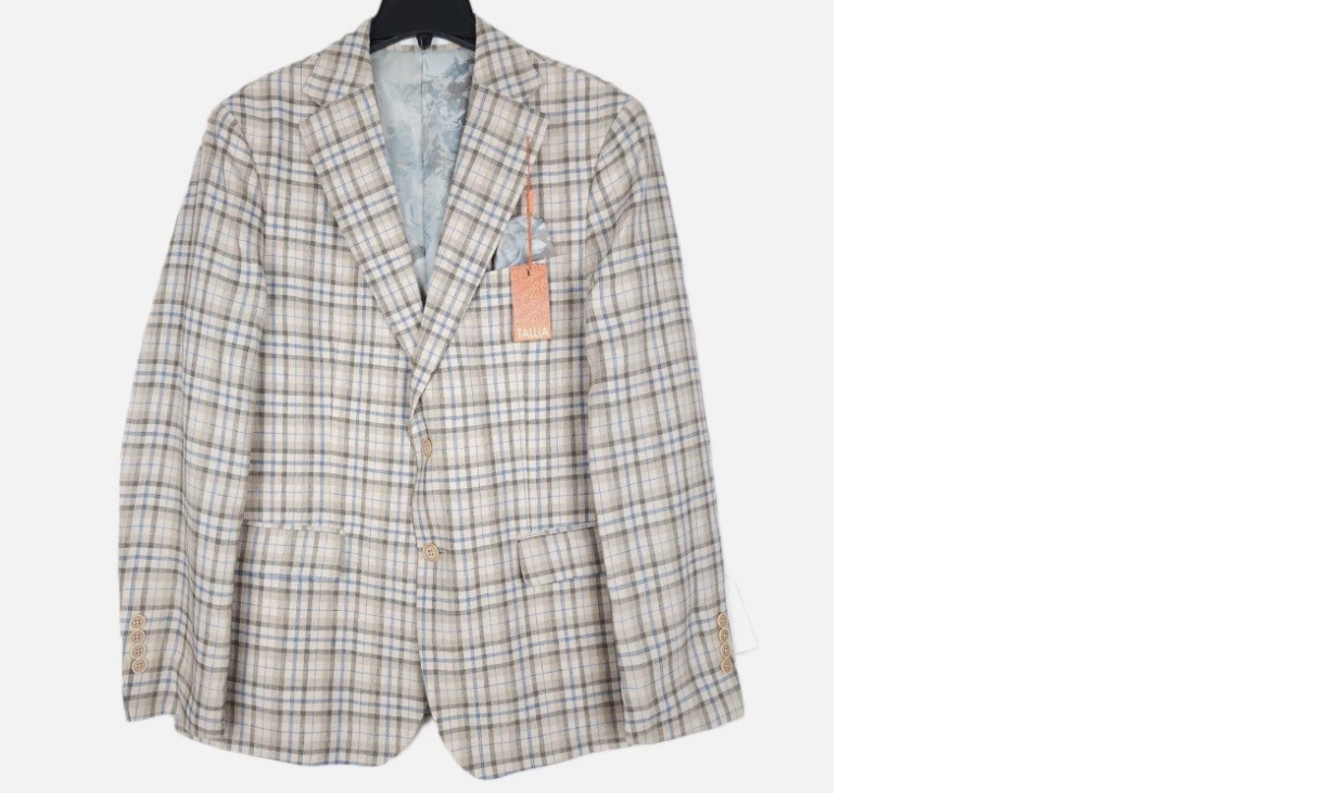 Tallia Men\'s Slim-Fit Plaid Blazer (40R, Tan)