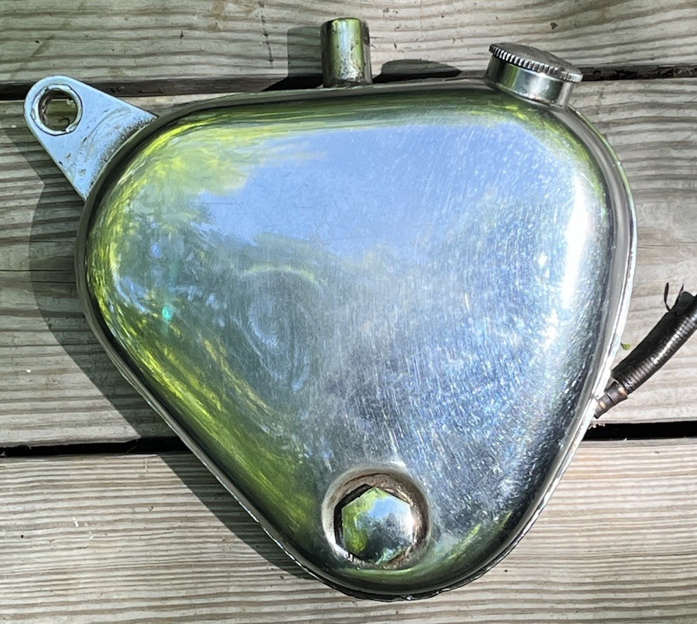 1957 bsa a 10 pre unit chrome oil tank  from a vintage custom bsa read ad