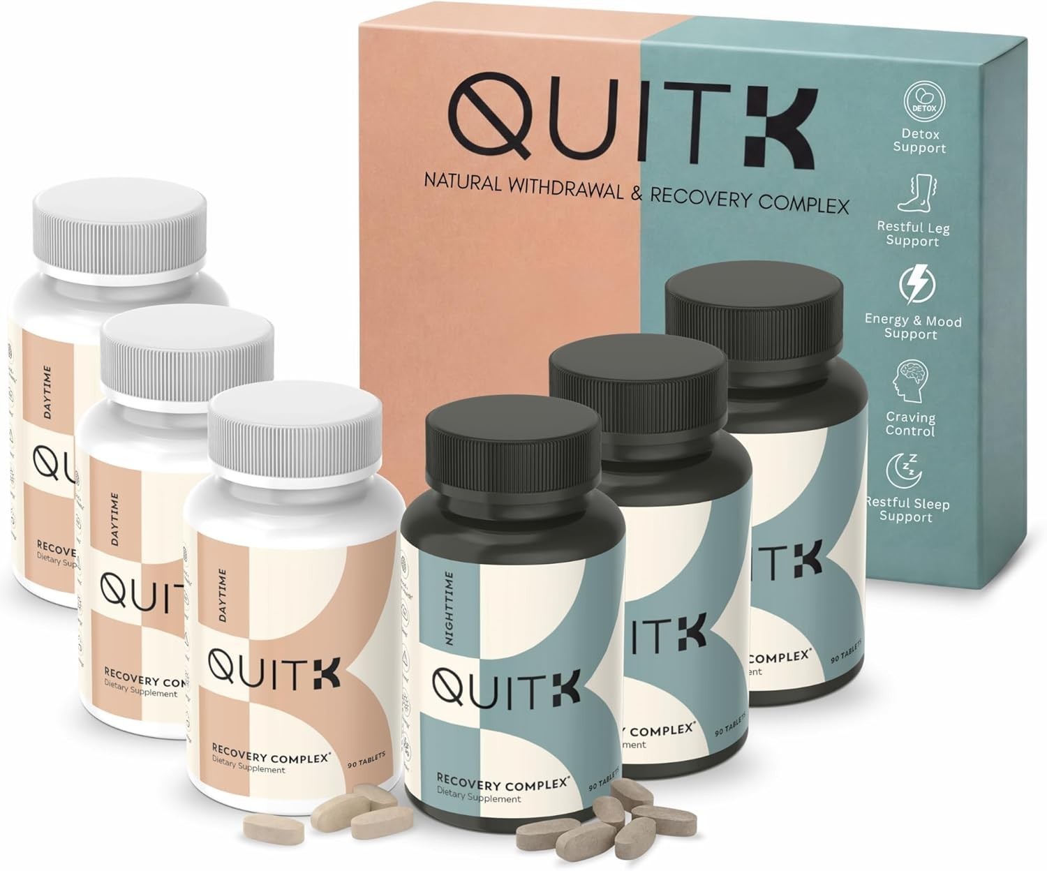 QuitK Detox Support 90 Day Recovery Complex – Sleep, Energy, Stress, Mo