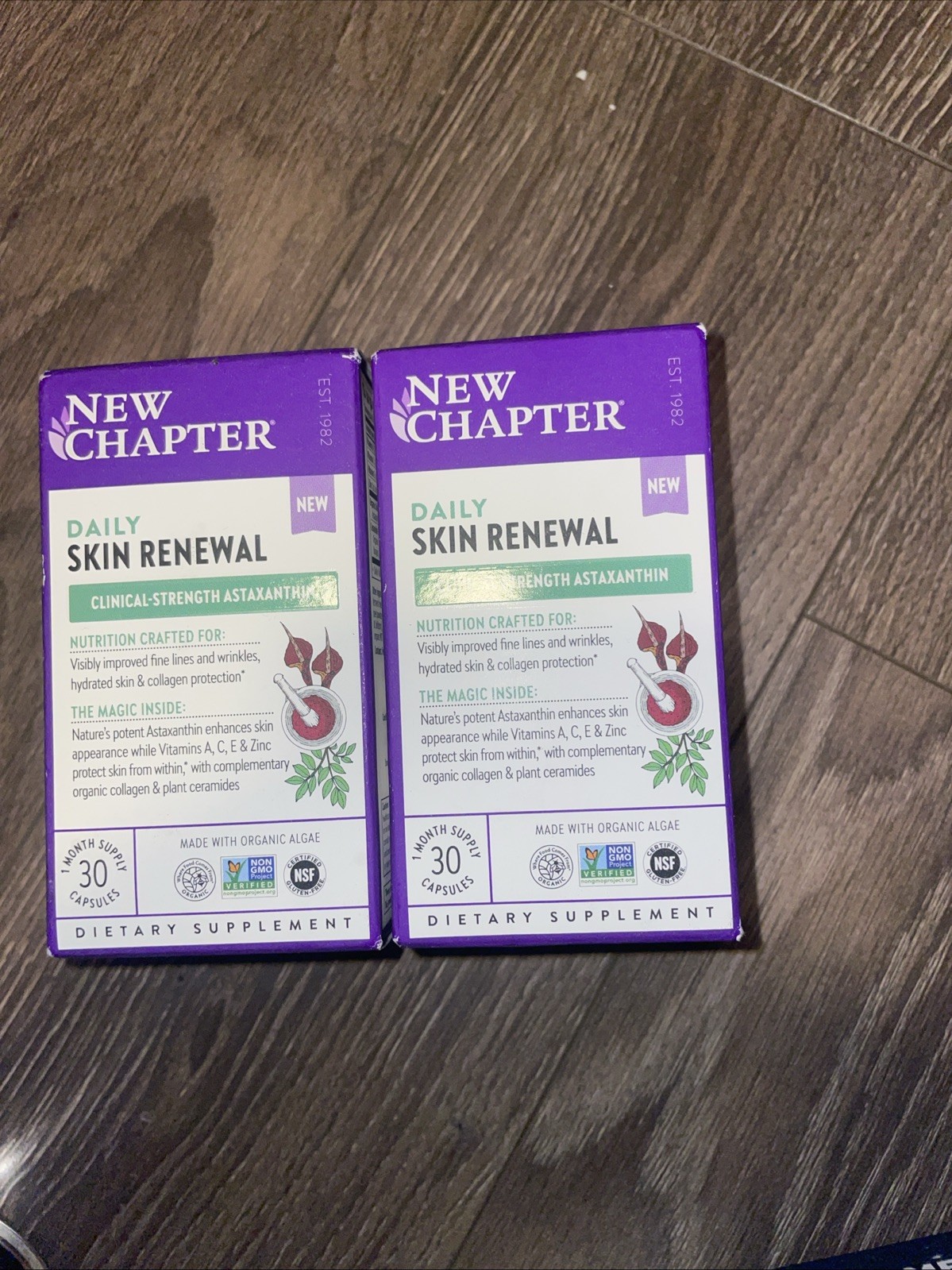 New Chapter Lot Of 2 Daily Skin Renewal Clinical Strength 60 Capsules 08/27 New Chapter Lot Of 2 Daily Skin Renewal Clinical Strength 60 Capsules 08/27