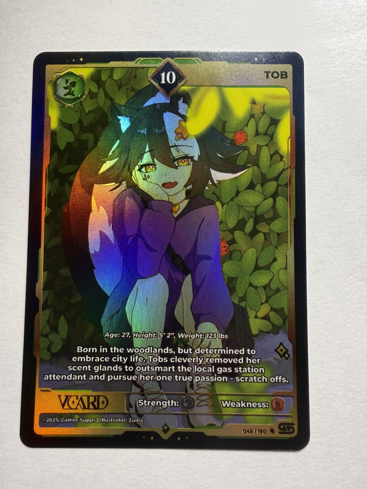 VCARD Gamersupps Rising Stars Tob Full Art Holo 10 (045/190) VCARD Gamersupps Rising Stars Tob Full Art Holo 10 (045/190)