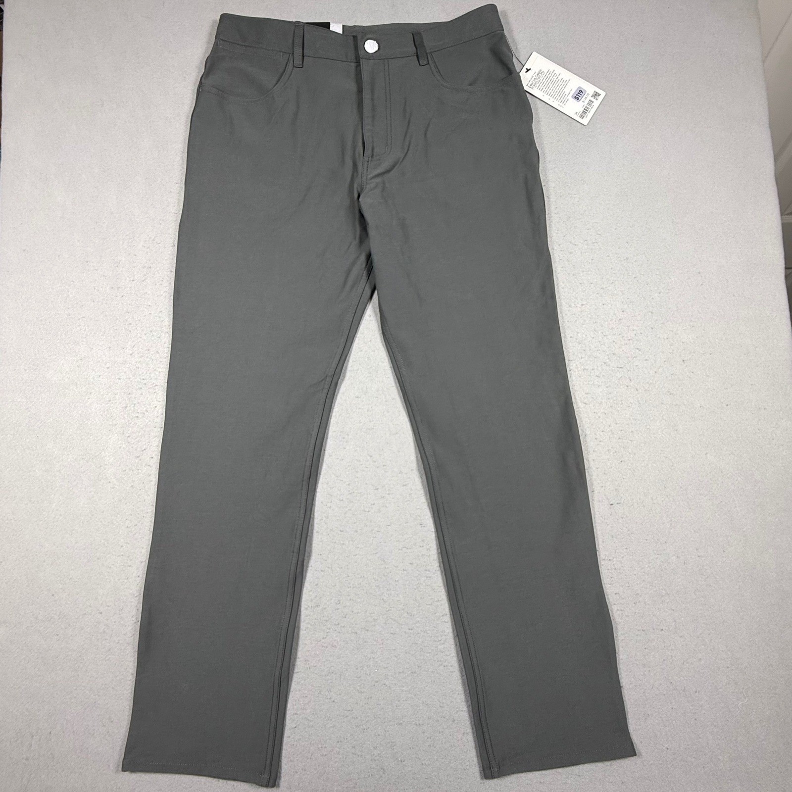 Lululemon Mens EasyFive Classic-Straight Pant 34L Grey Utilitech Twill NWT