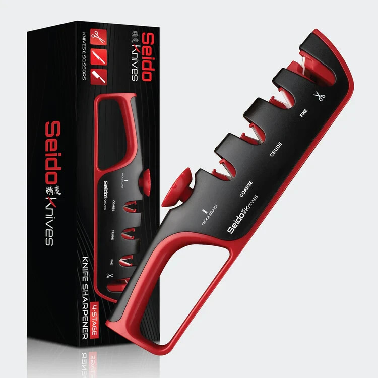 4-Stage Professional Knife Sharpener - Adjustable Angle Guide