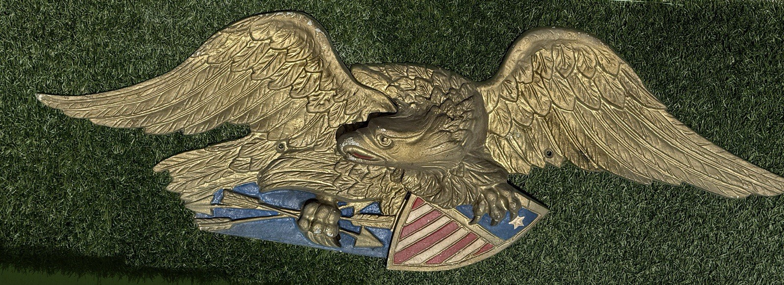 Vintage 42” Sexton USA Cast Aluminum Eagle Wall Plaque Americana SeeDesc