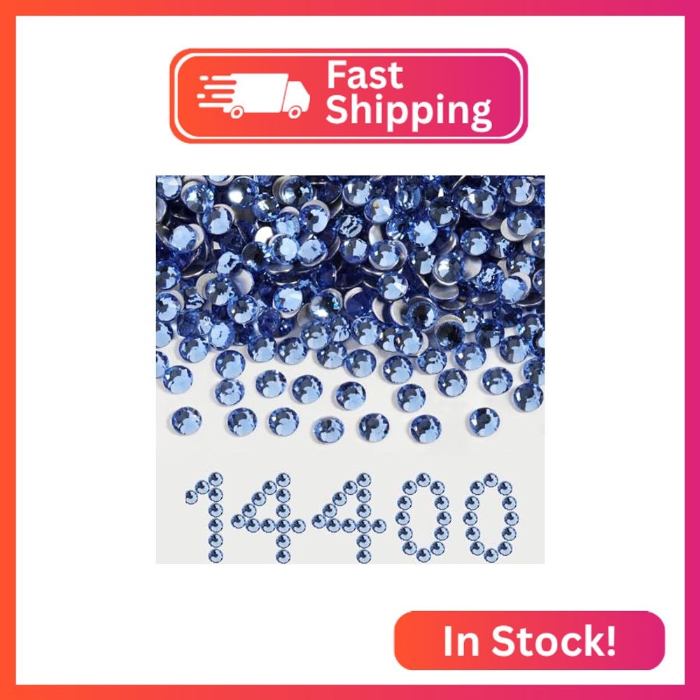 Beadsland Flat Back Rhinestones Bulk, Light Sapphire, SS20, 14400pcs