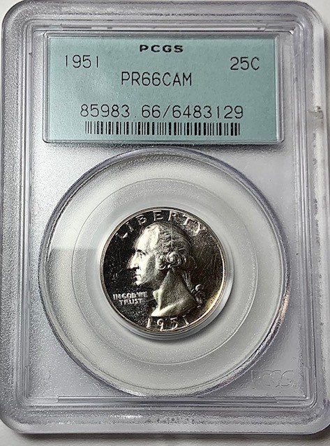 1951 Silver Washington Quarter 25C - PCGS PR66CAM - Fantastic Proof Coin