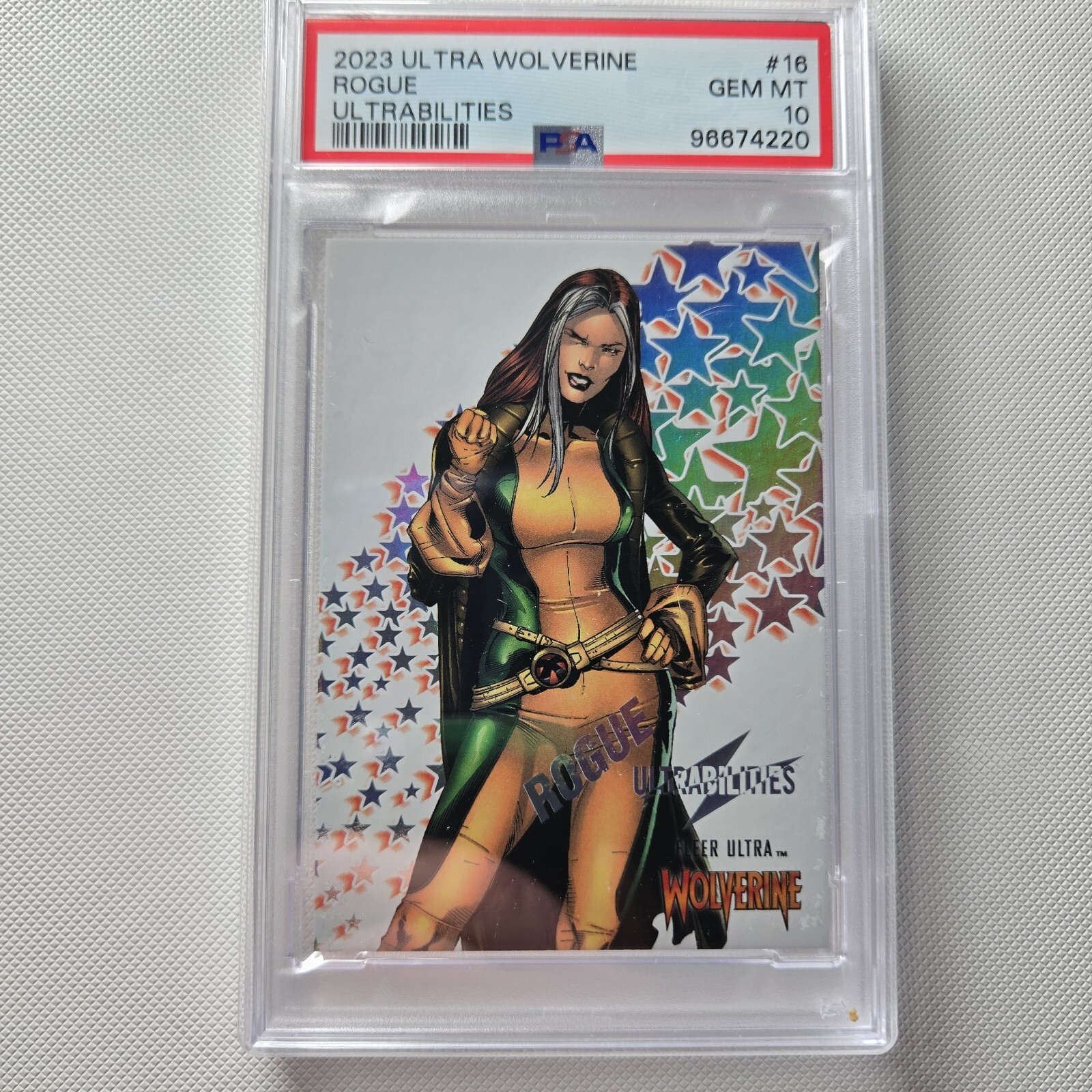 2023 Fleer Ultra Wolverine Ultrabilities Rogue (Pop 1) PSA 10 #16