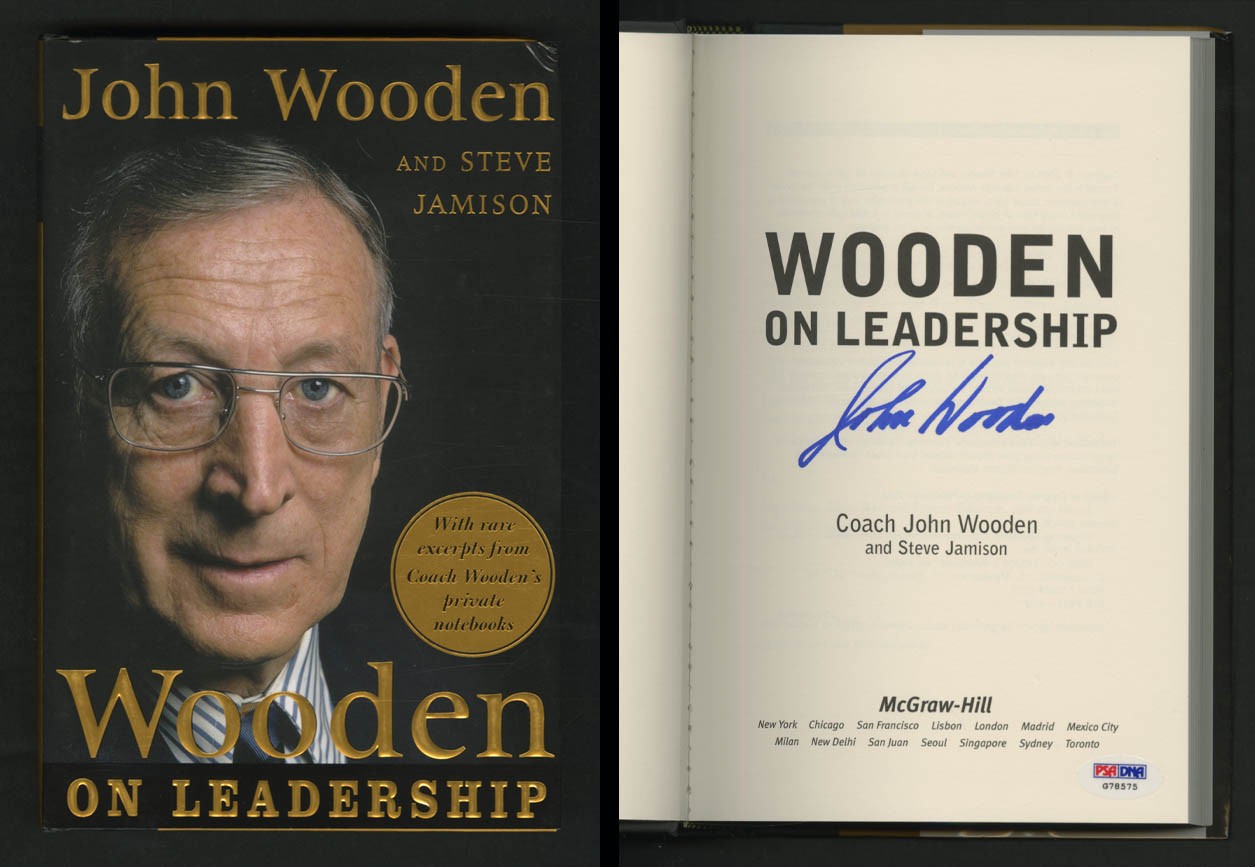 John Wooden Coach SIGNED Wooden on Leadership HC 1st Ed PSA/DNA AUTOGRAPHED UCLA