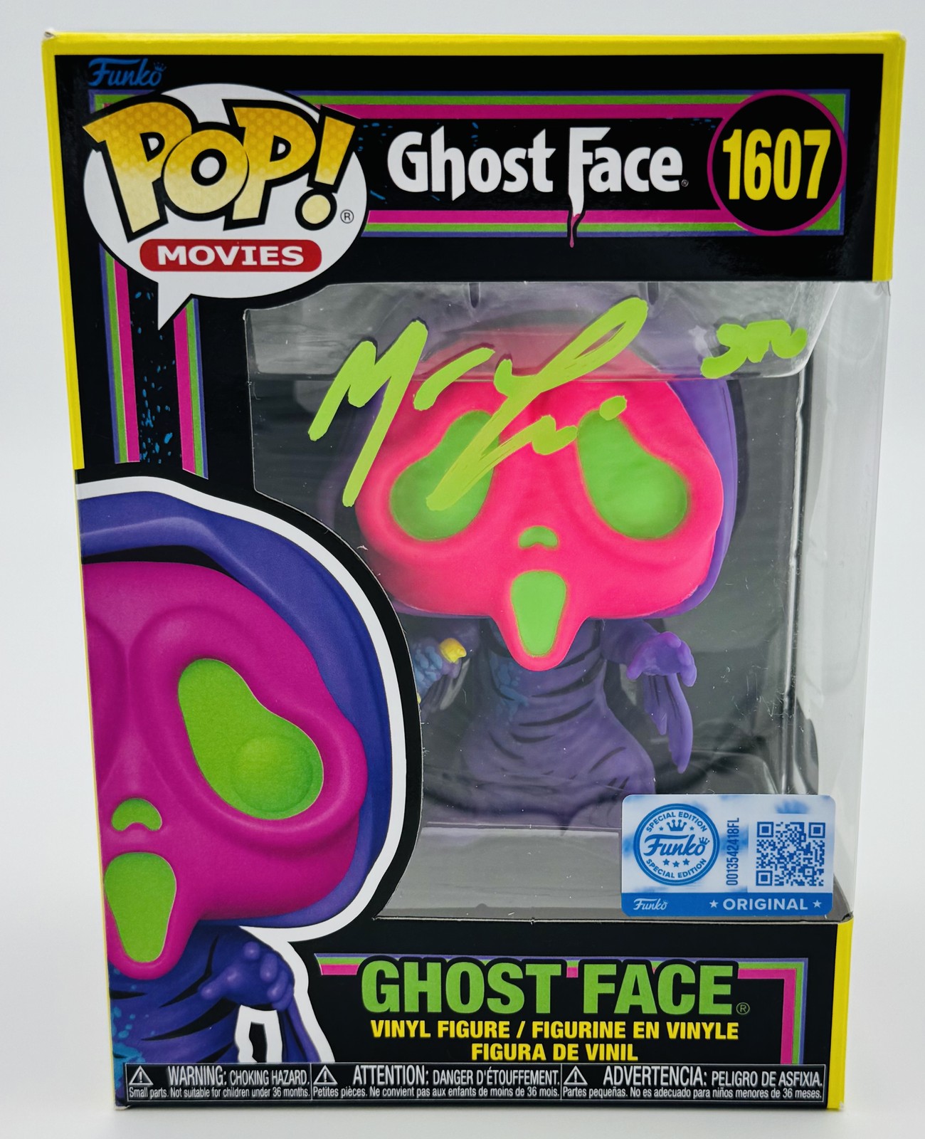 Matthew Lillard signed Ghostface Blacklight Funko 1607 Scream Stu Macher BAS 24