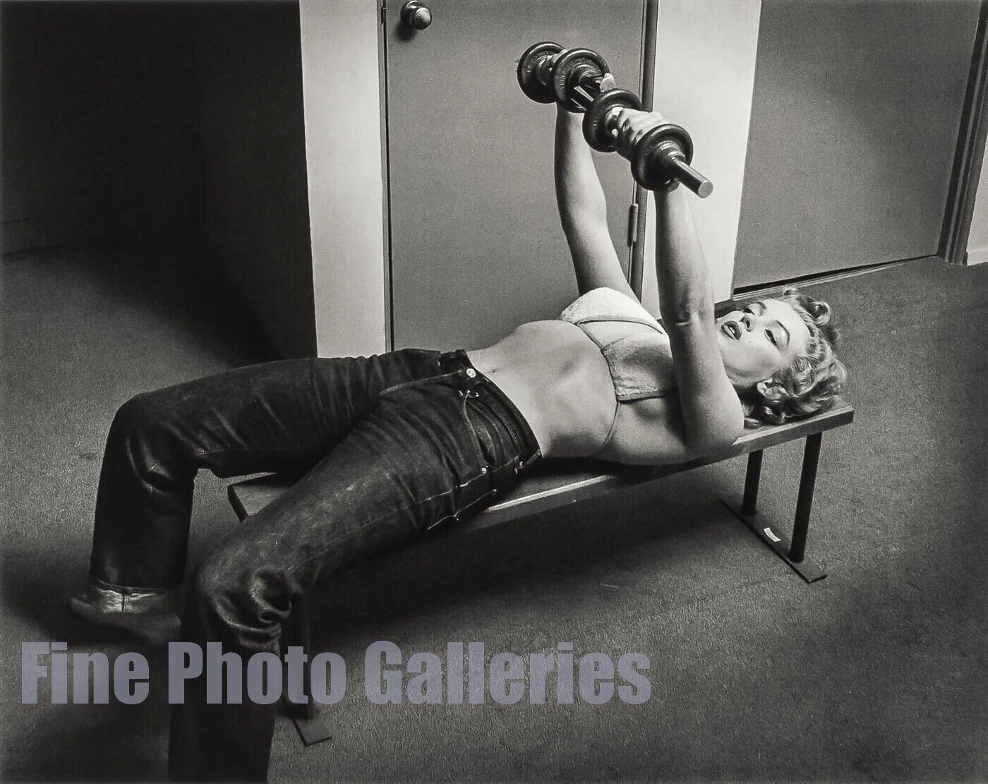 1952/76 Vintage PHILIPPE HALSMAN Actress MARILYN MONROE w Barbells Duotone Photo