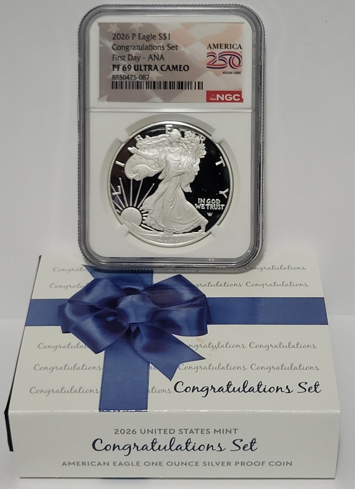 2026 P Silver Eagle Proof S$1 Congratulations Set NGC PF69 UC FDOI First Day ANA