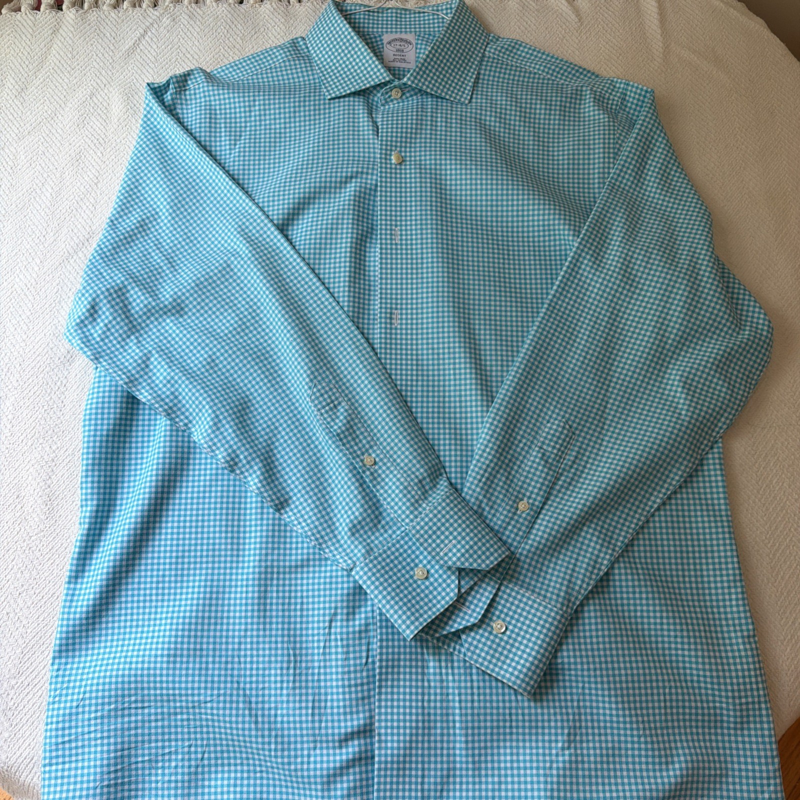 Brooks Brothers Regent 1818 Non-Iron Men\'s Long-Sleeve Shirt Size 17 34/35 Check Brooks Brothers Regent 1818 Non-Iron Men\'s Long-Sleeve Shirt Size 17 34/35 Check