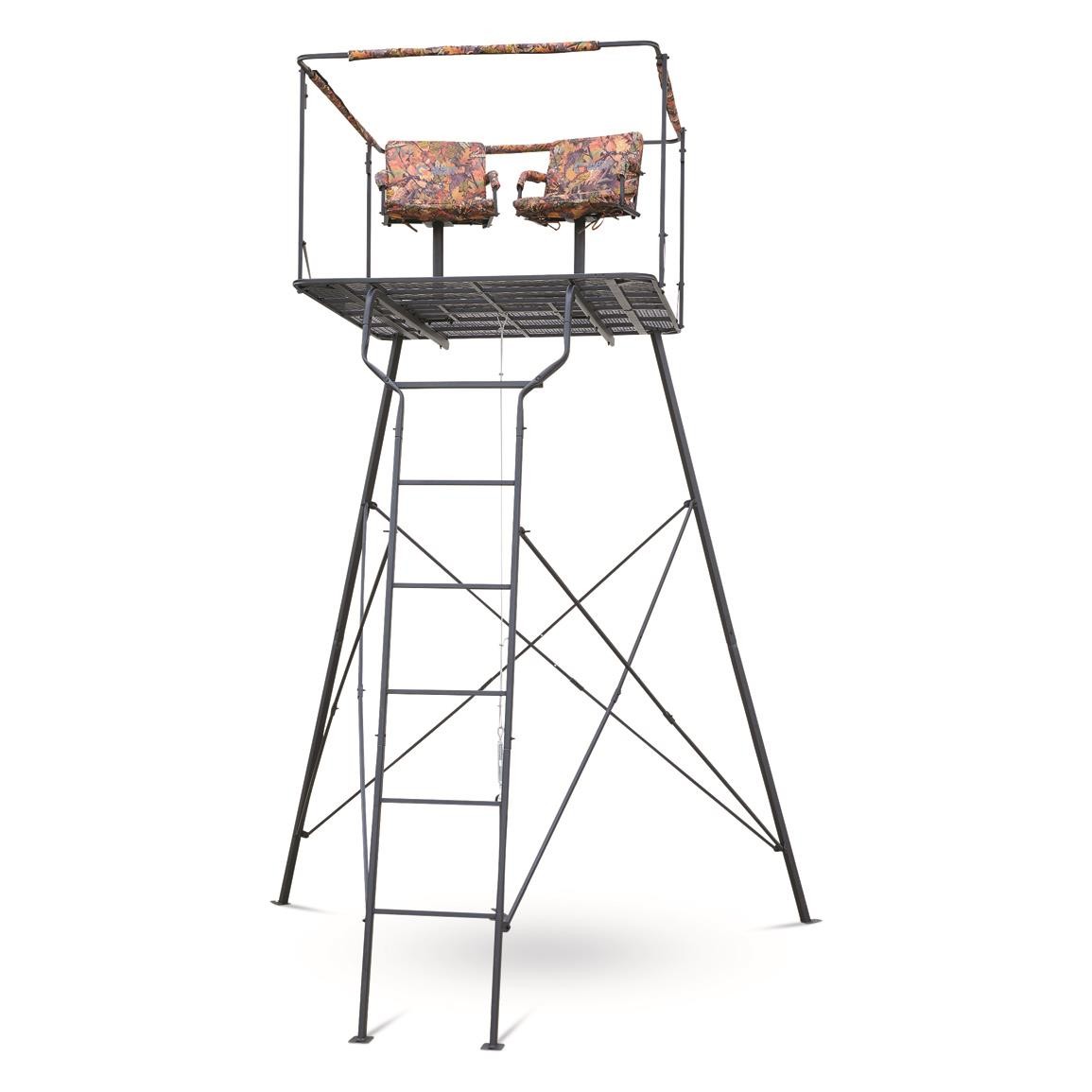 Outdoor Deer Hunting Tower Tree Stand Big Game Field Blind 2-Man 12\' Whitetail