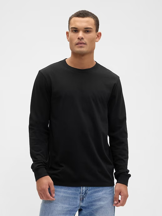 NWT GAP Everyday Soft Long-Sleeve Tee Shirt T-Shirt 100% cotton Black Men M L XL
