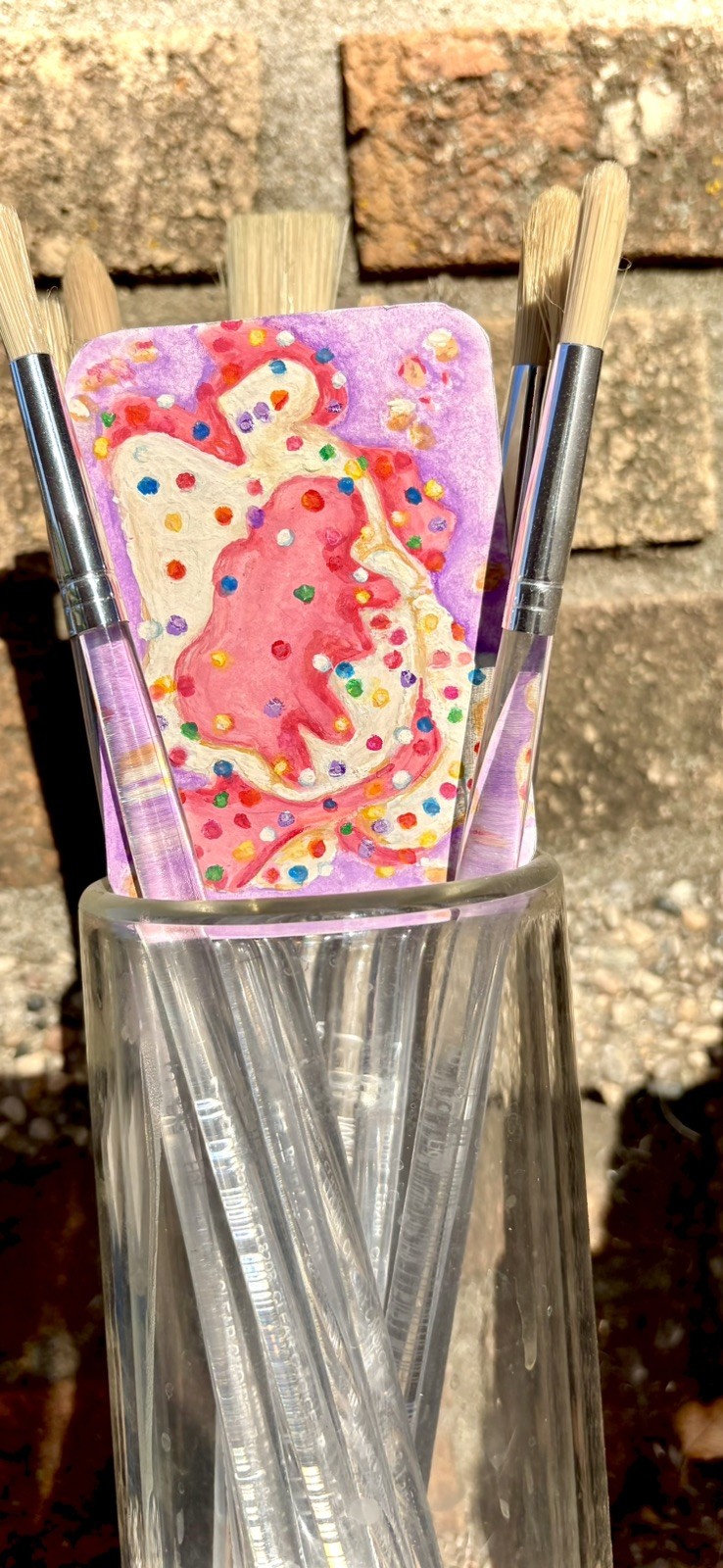 Original ACEO Gouache Frosted Animal Cookie Y2K Nostalgia Miniature K. Sale