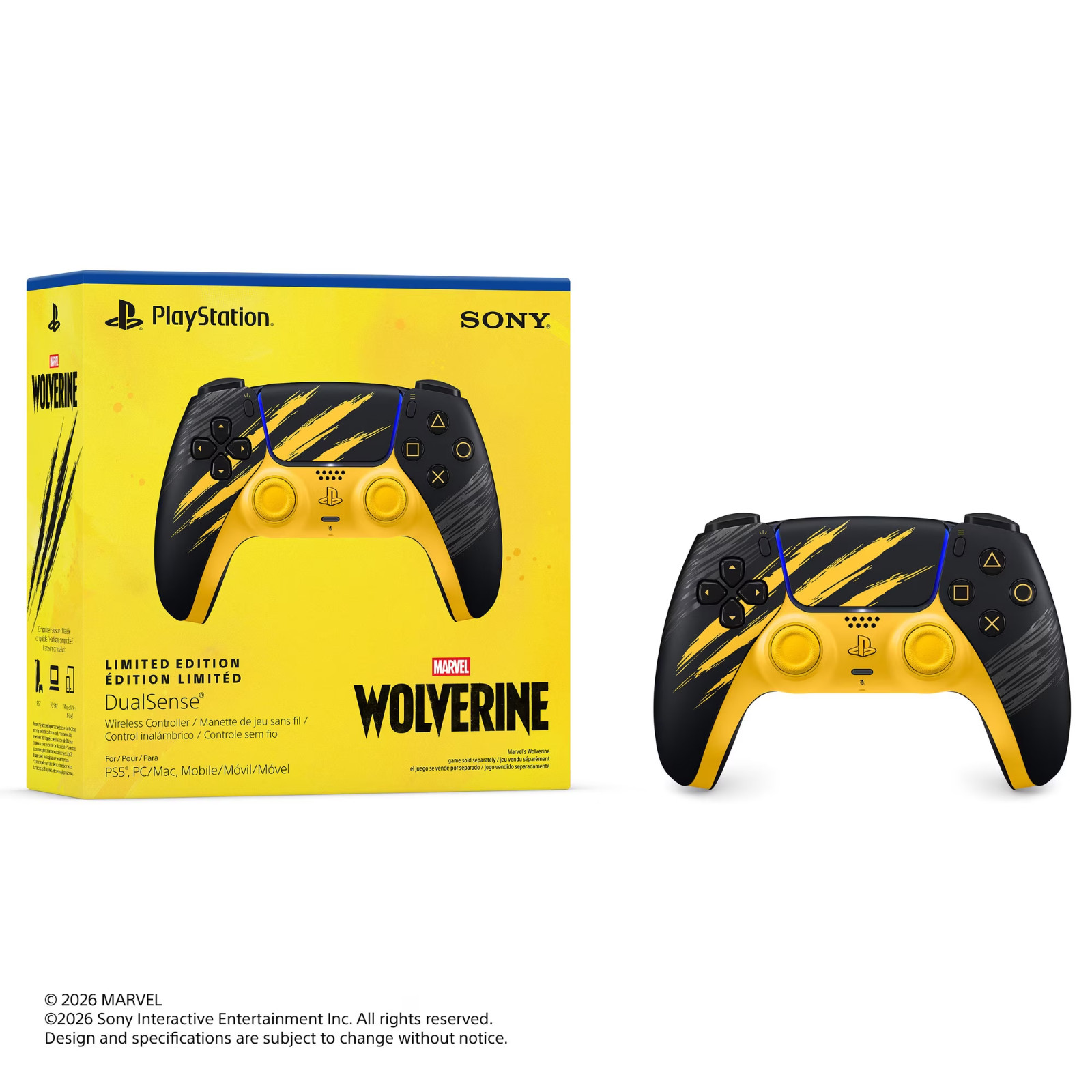 Sony PS5 DualSense Marvel\'s Wolverine Battle Yellow Limited Edition