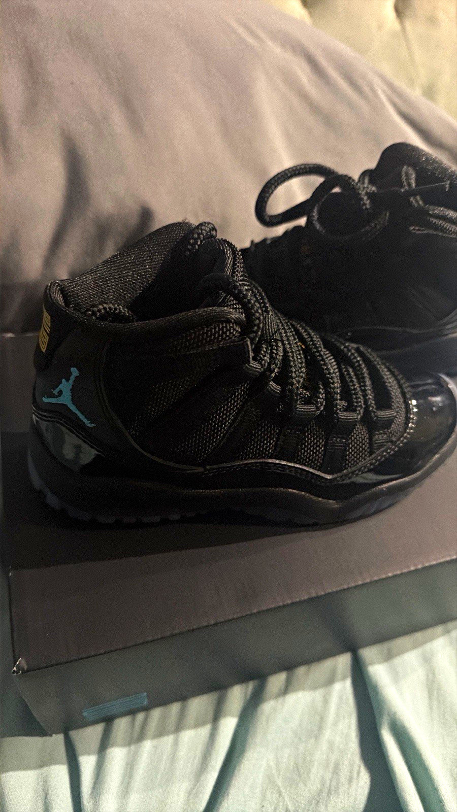 Jordan Air Jordan 11 Retro (PS) Black/Blue Kids Basketball Mid Top 378039-047