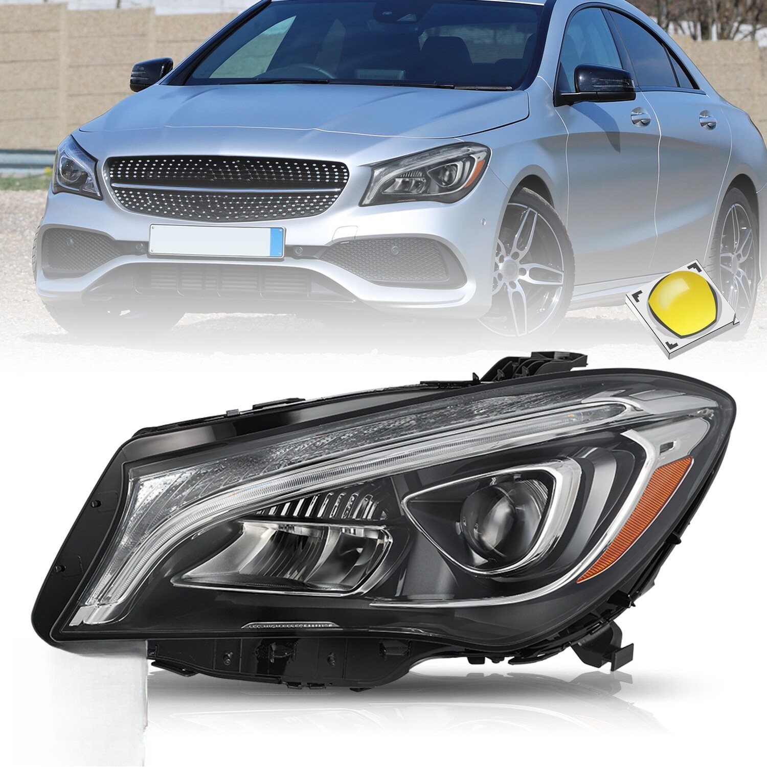 For 2017-2019 Mercedes CLA-Class CLA250 CLA45 LED Headlight Headlamp Driver Side