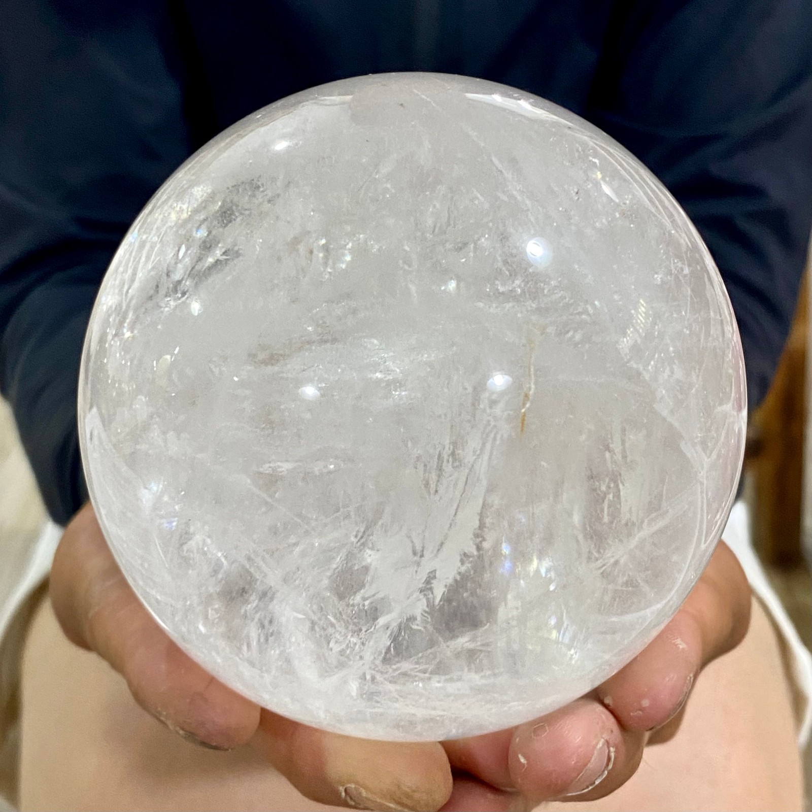 3.06LB Natural White Crystal Clear Quartz Crystal Sphere Ball Healing Meditation