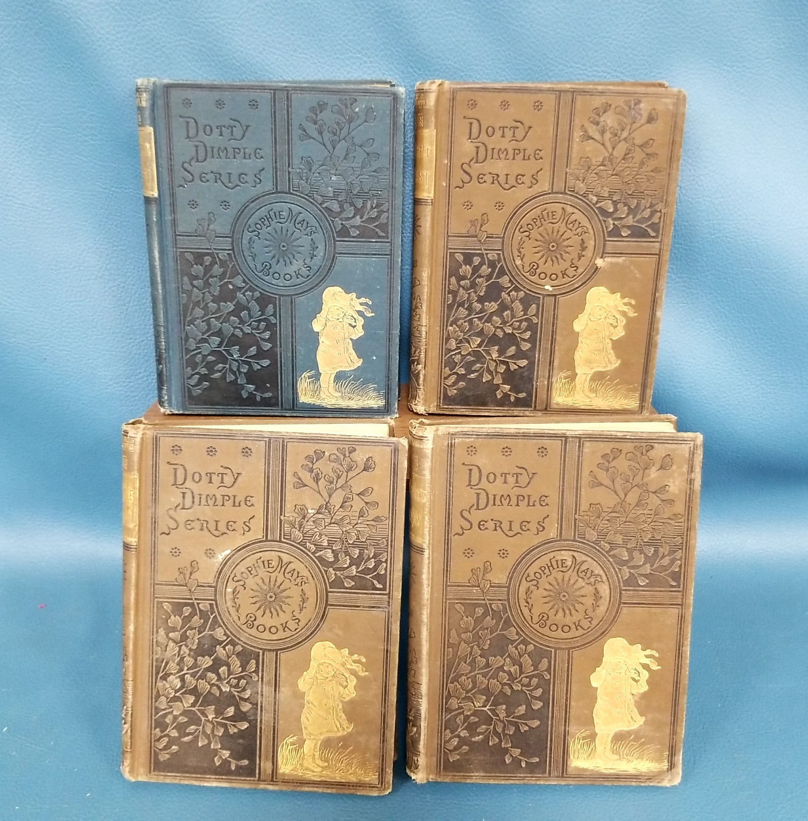 Dotty Dimples Series Sophie Mays HC Books Set 1-4 Gold Gilt 1893 Lee & Shepard