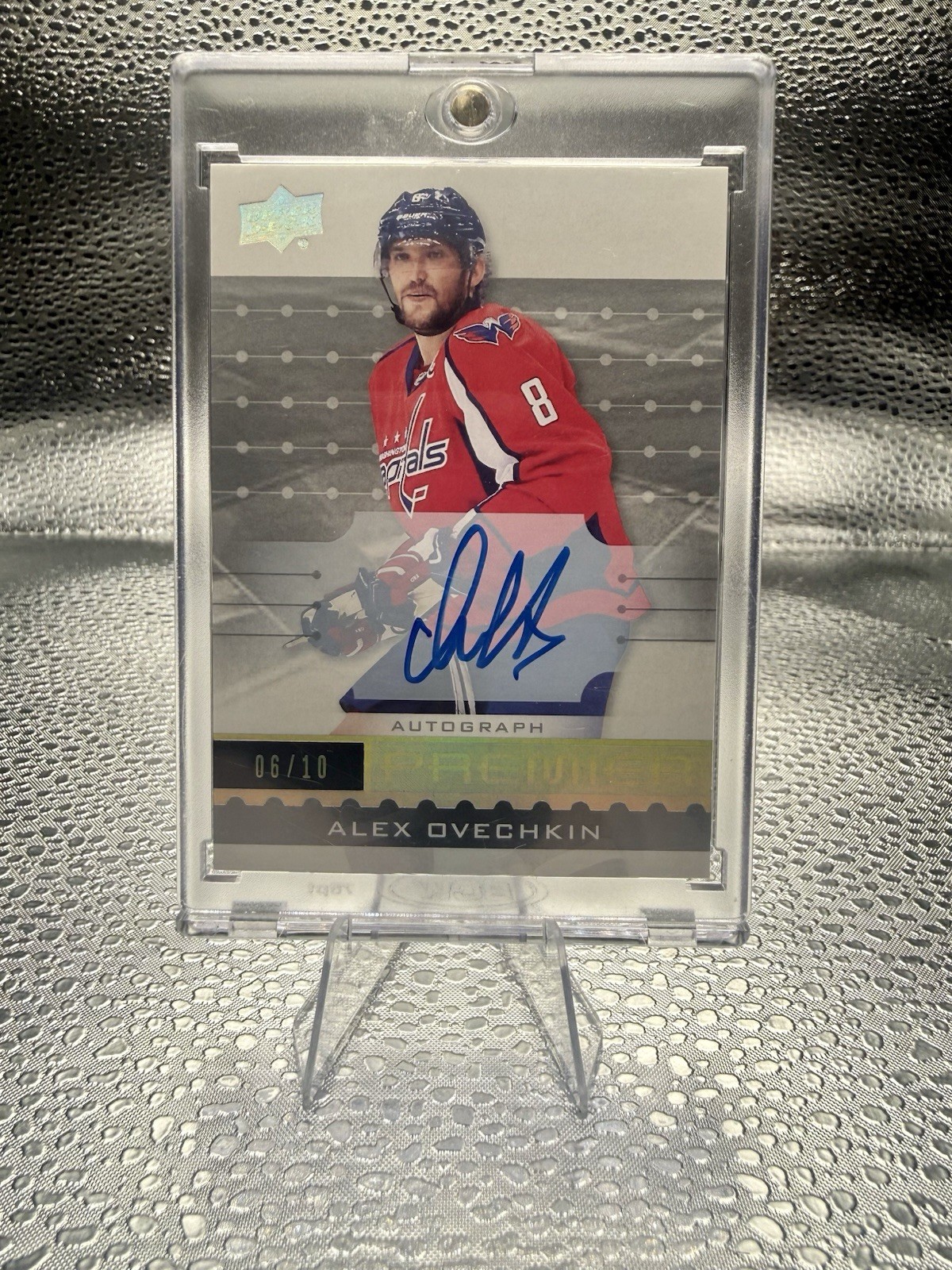 2016-17 Upper Deck Premier Alex Ovechkin Silver Auto /10 On Card 🔥 GOAT