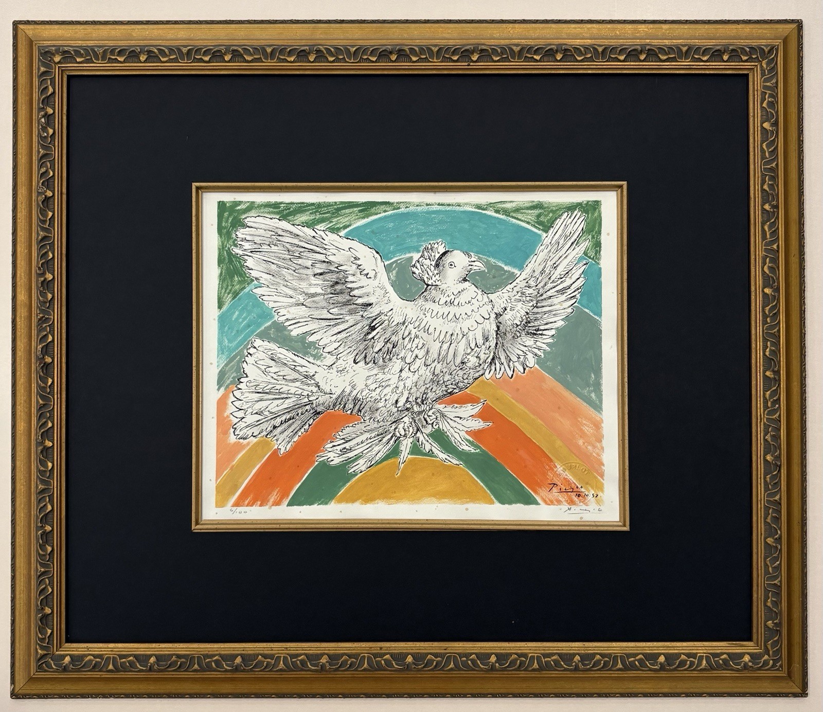 Pablo Picasso Lithograph Hand Signed, Numbered & Stamped 1900-1970s Framed