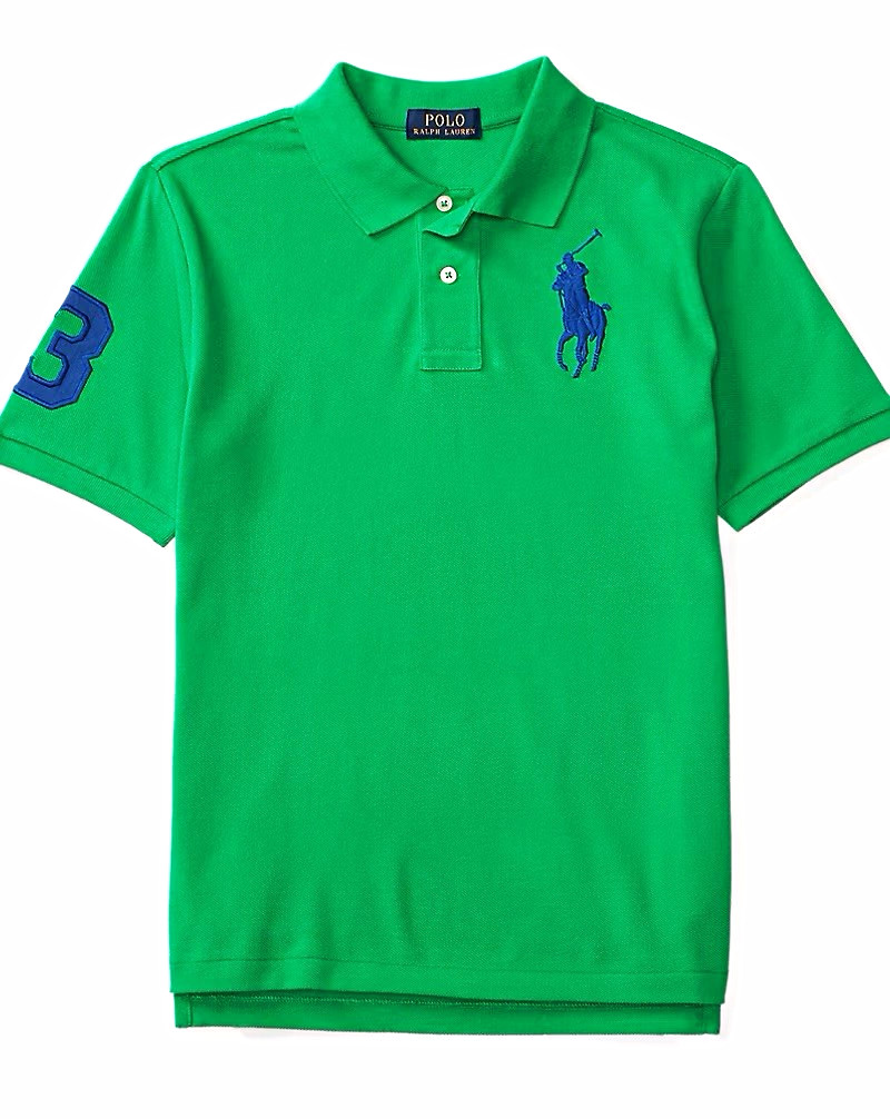 Polo Ralph Lauren Big Pony #3 Green Blue Pima Cotton Polo Shirt 2XL Fits L
