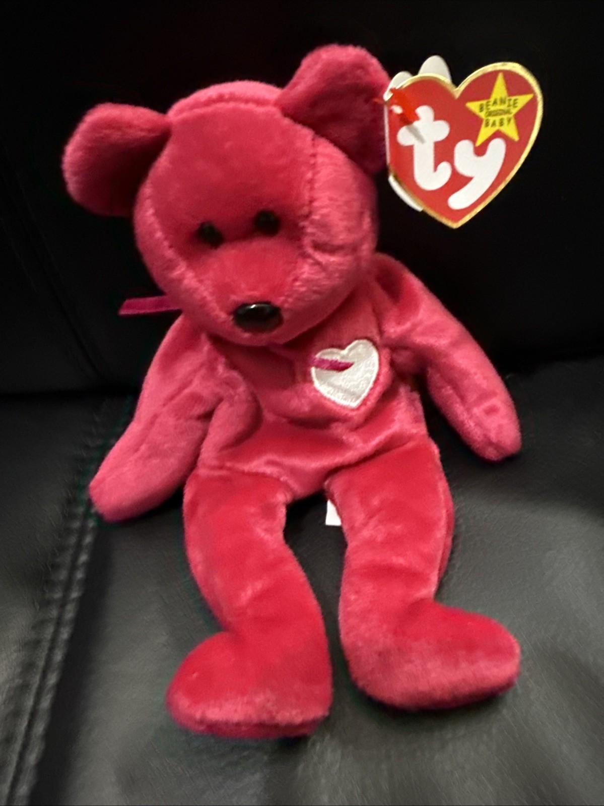 Ty Valentina Bear Beanie Baby with Tag Errors 1999 Retired - Tag Errors