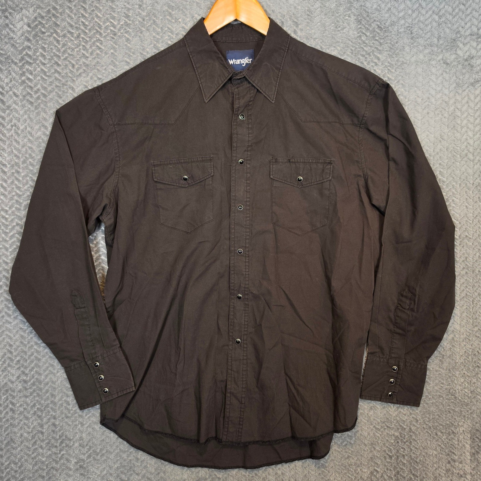 Wrangler Mens Western Pearl Snap Long Sleeve Shirt Black 71105BK L Large