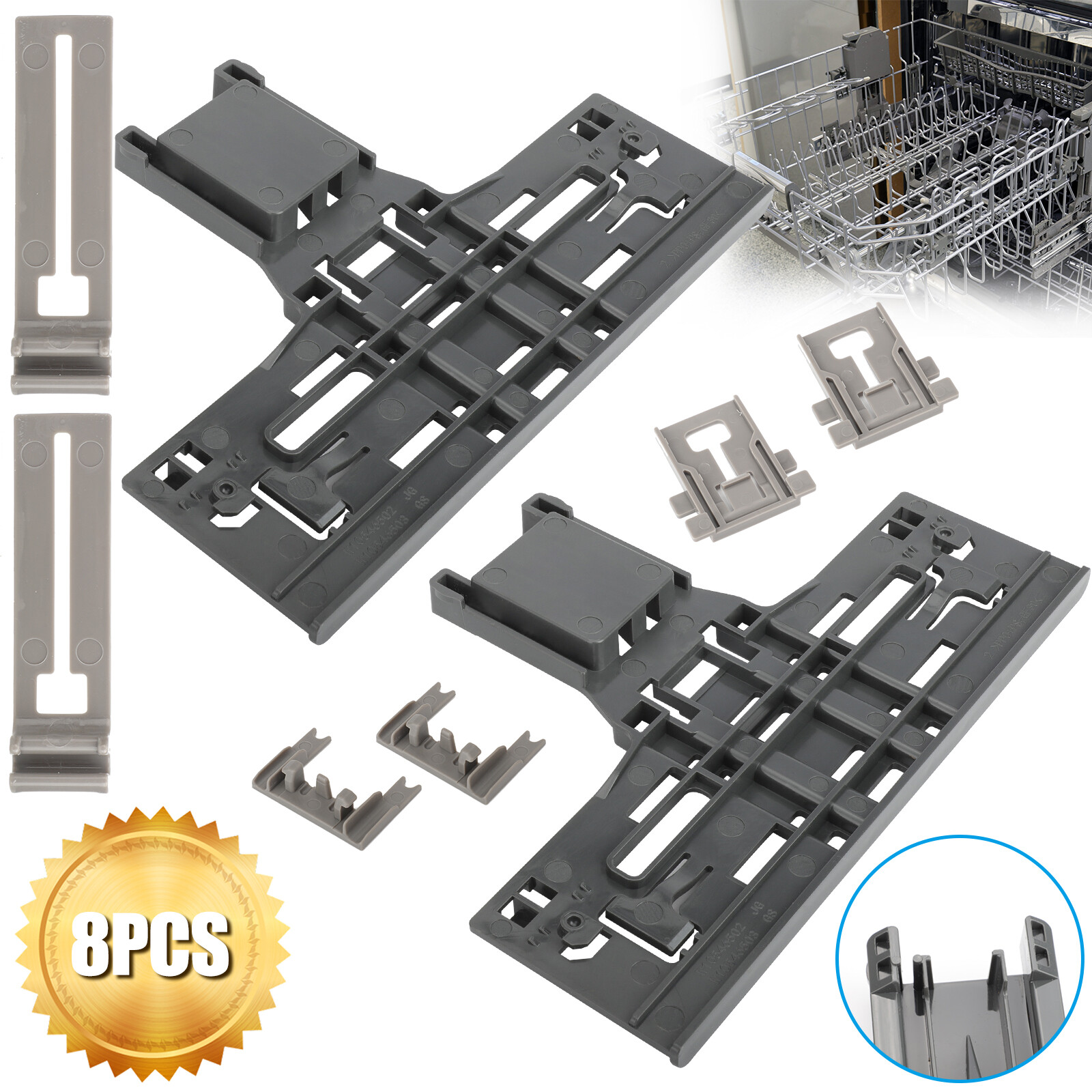 8 Pcs Upgraded W10546503 Dishwasher Upper Rack Adjuster For W10195840 W10195839 8 Pcs Upgraded W10546503 Dishwasher Upper Rack Adjuster For W10195840 W10195839