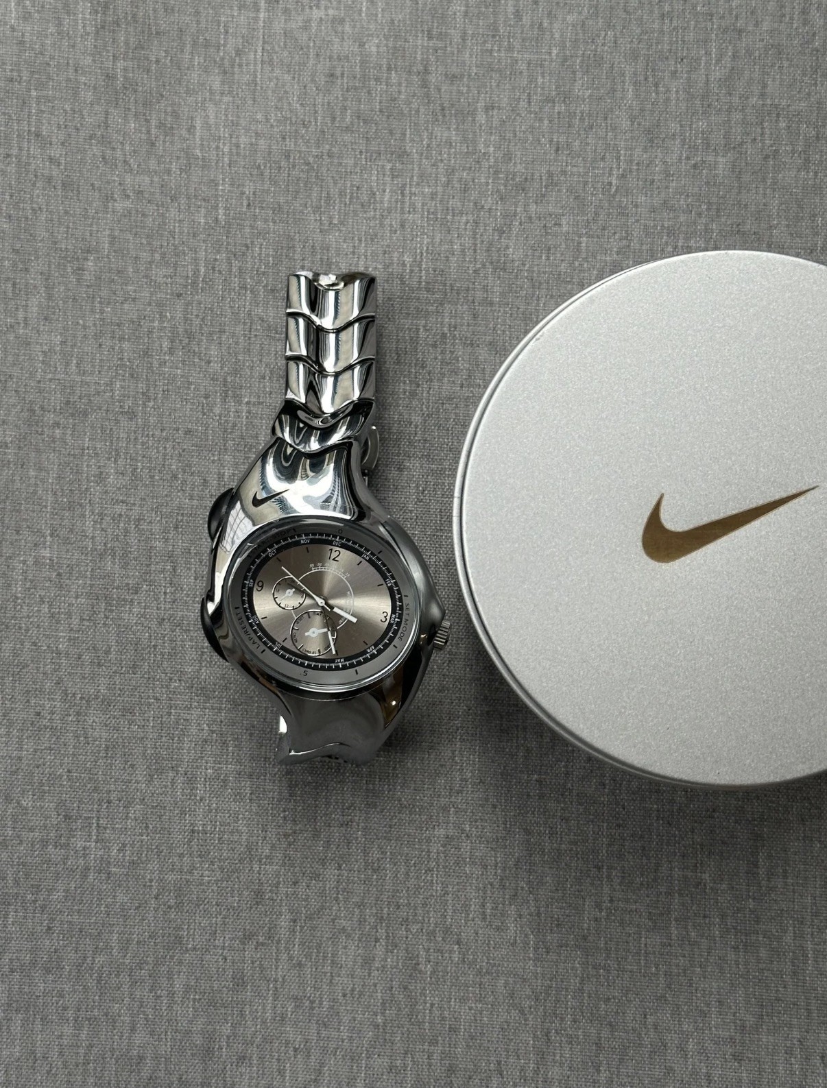 Nike Triax Chronograph Watch Silver on silver dial