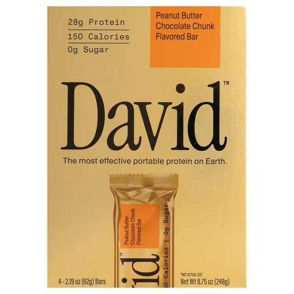 David High Protein Bars, Peanut Butter Chocolate Chunk, 28G Protein (4 Count)