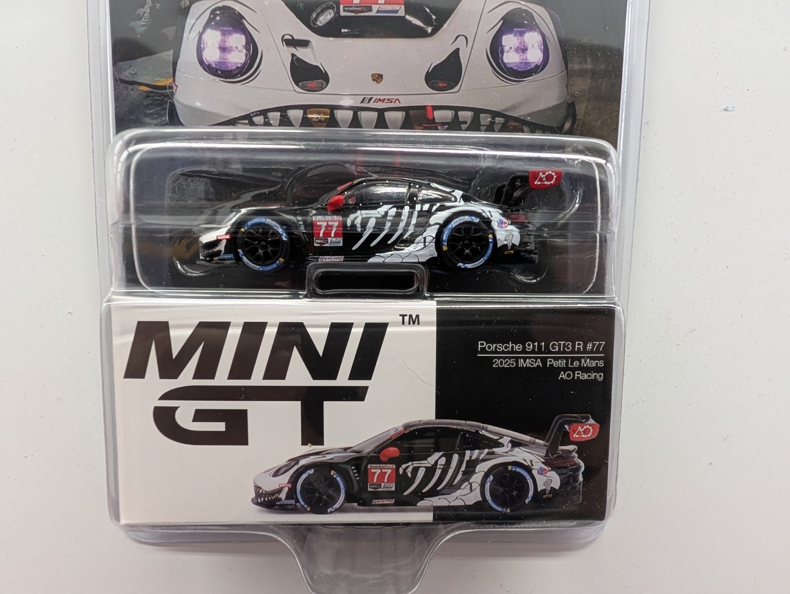 Porsche 911 GT3 R #77 - 2026 Mini GT - AO Racing Skeleton Rexy Porsche 911 GT3 R #77 - 2026 Mini GT - AO Racing Skeleton Rexy