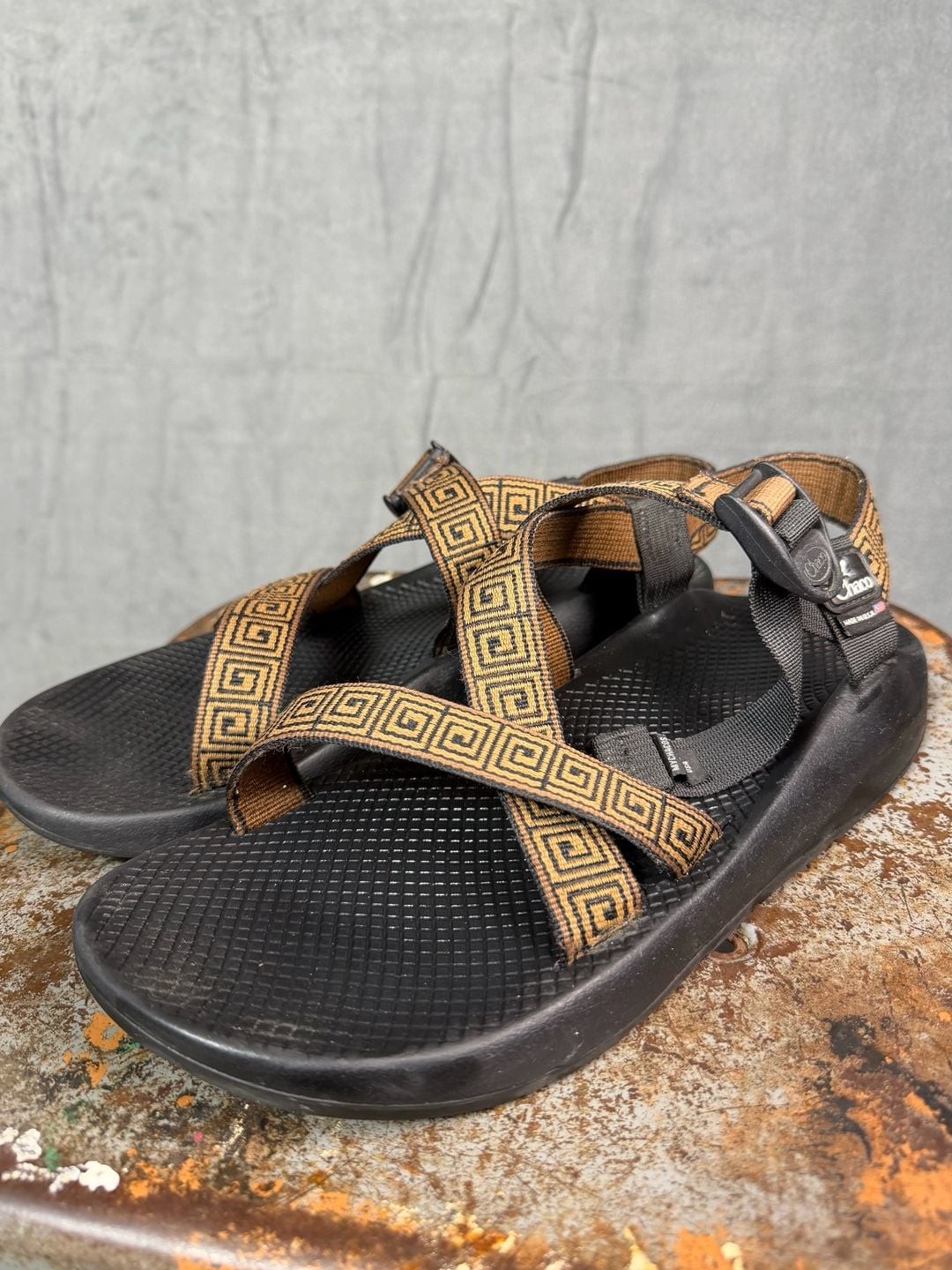 Chaco Z/1 Classic Sandals Size 11 Black Brown Greek Key Vibram Chaco Z/1 Classic Sandals Size 11 Black Brown Greek Key Vibram