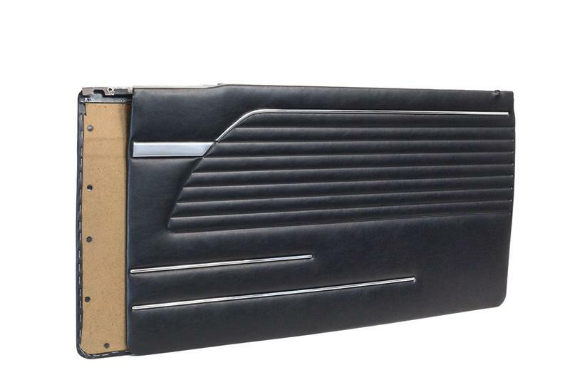 For BMW E10 2002 1966-1977 Interior Door Panel With Chrome Trims Black 2pcs