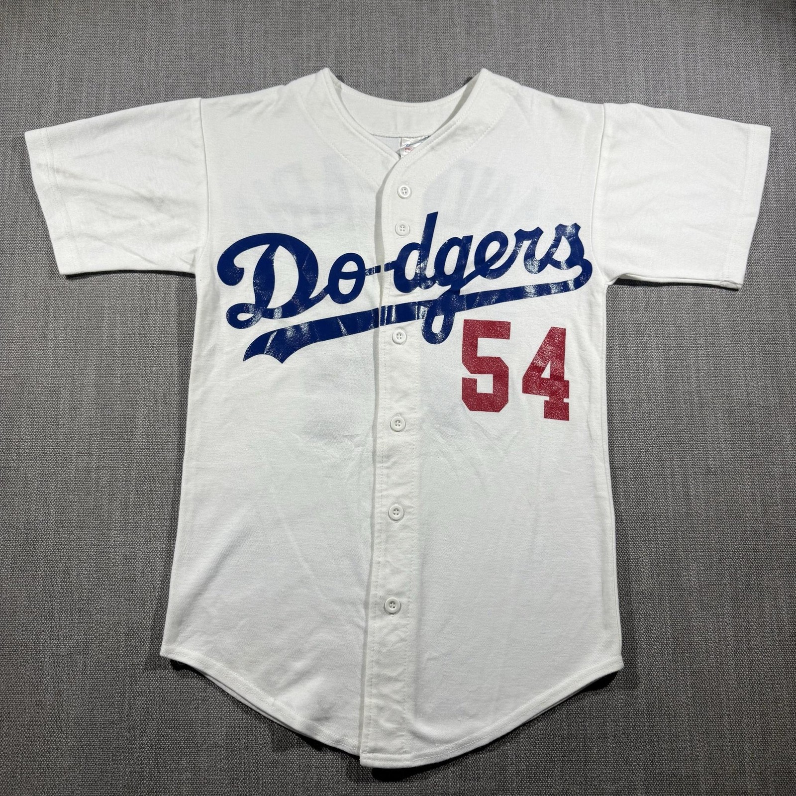 Vintage Los Angeles Dodgers Jersey Mens S White MLB Candelaria 54 Teamwork USA