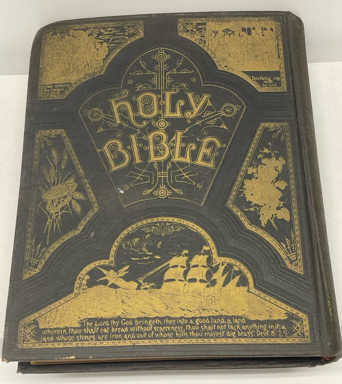 1903 A.J. Holman's Self Pronouncing Edition Tooled Leather Antique Holy Bible