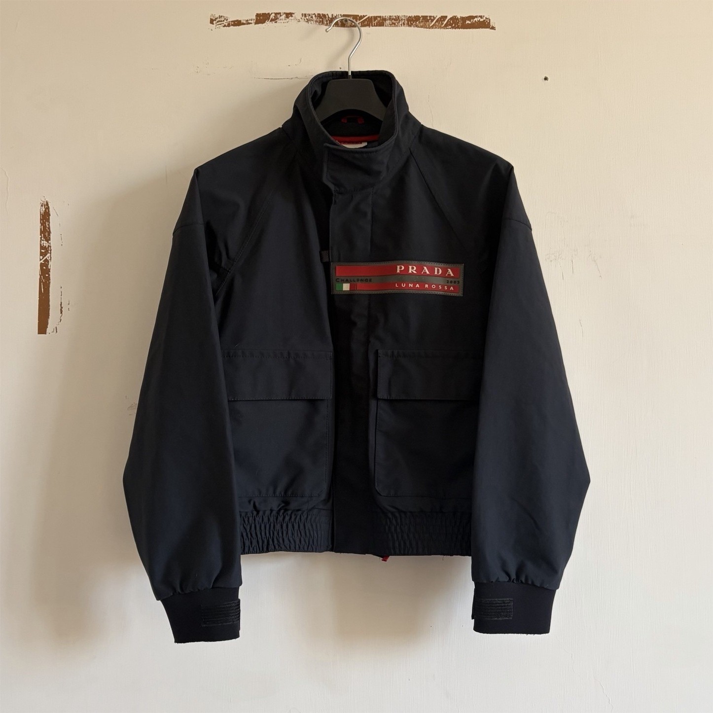 PRADA Luna Rossa Challenge 2003 Windbreaker Mens 48 Black Nylon Windproof