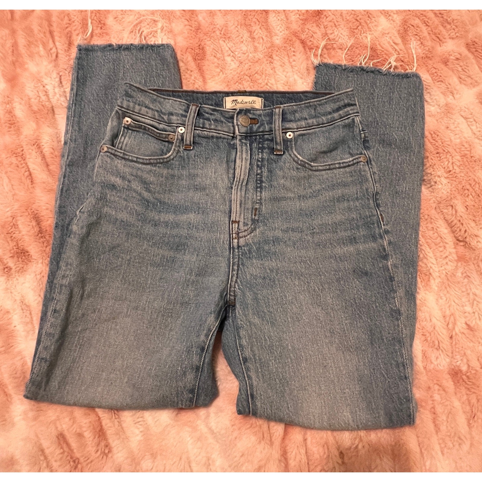 Madewell The Perfect Vintage Jean Women’s 26 Distressed Raw Hem Straight Leg