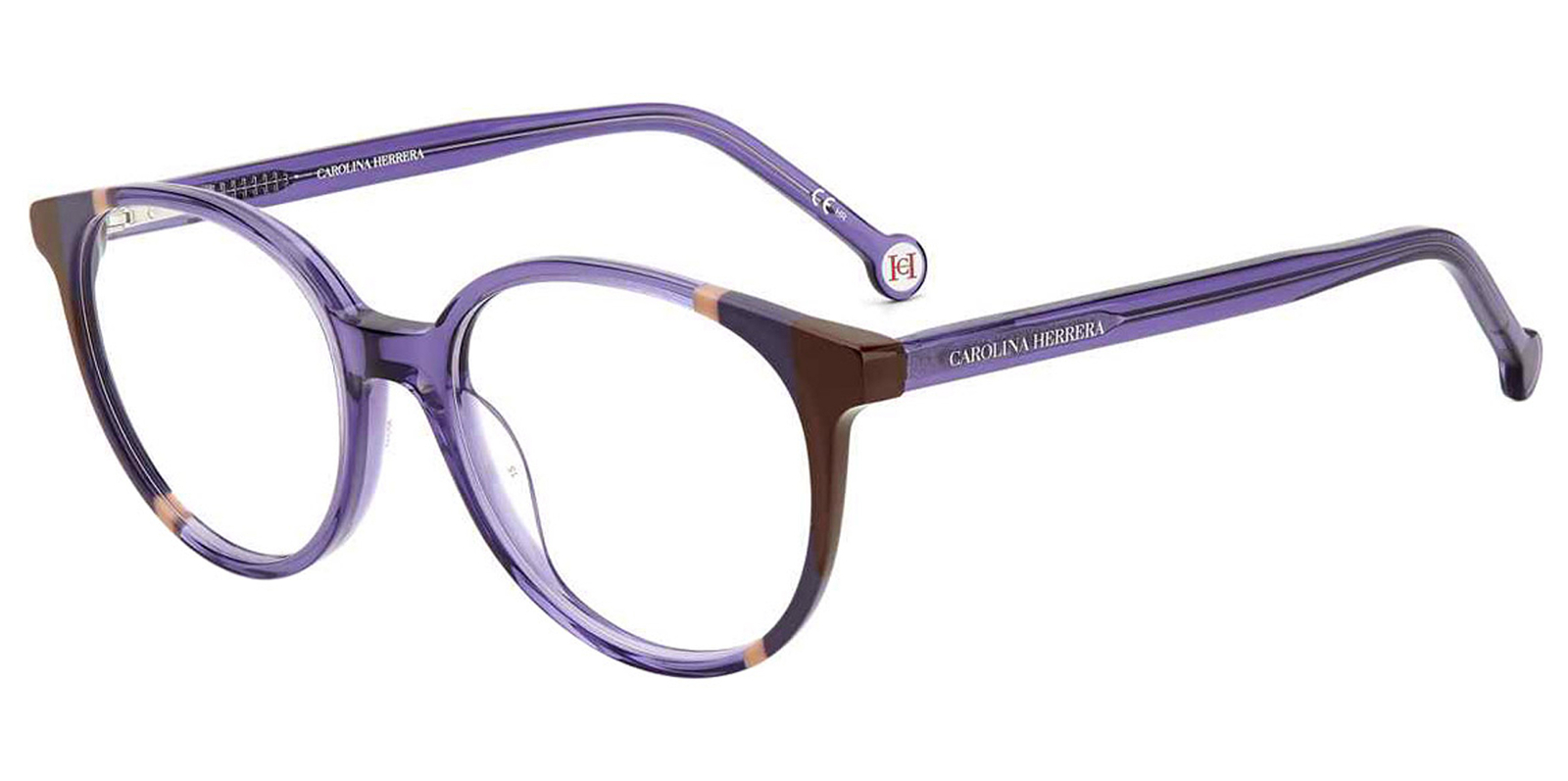 Carolina Herrera Women\'s Violet Brown Round Eyeglass Frame - CH0067-0E53-17
