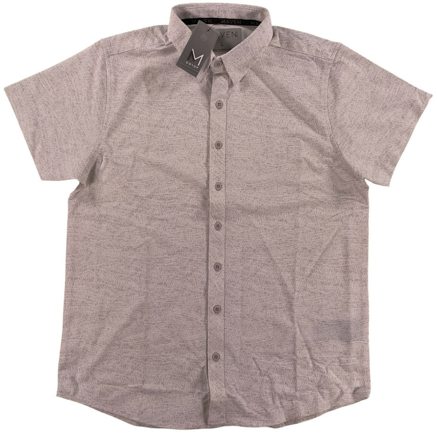 Maven Co-Op Shirt Short Sleeve Button-Up Gray Quick Dry Men\'s Size Large NEW
